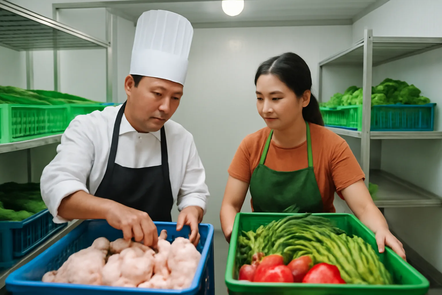 Chủ nhà hàng kiểm kho mát cùng đầu bếp trước giờ mở cửa