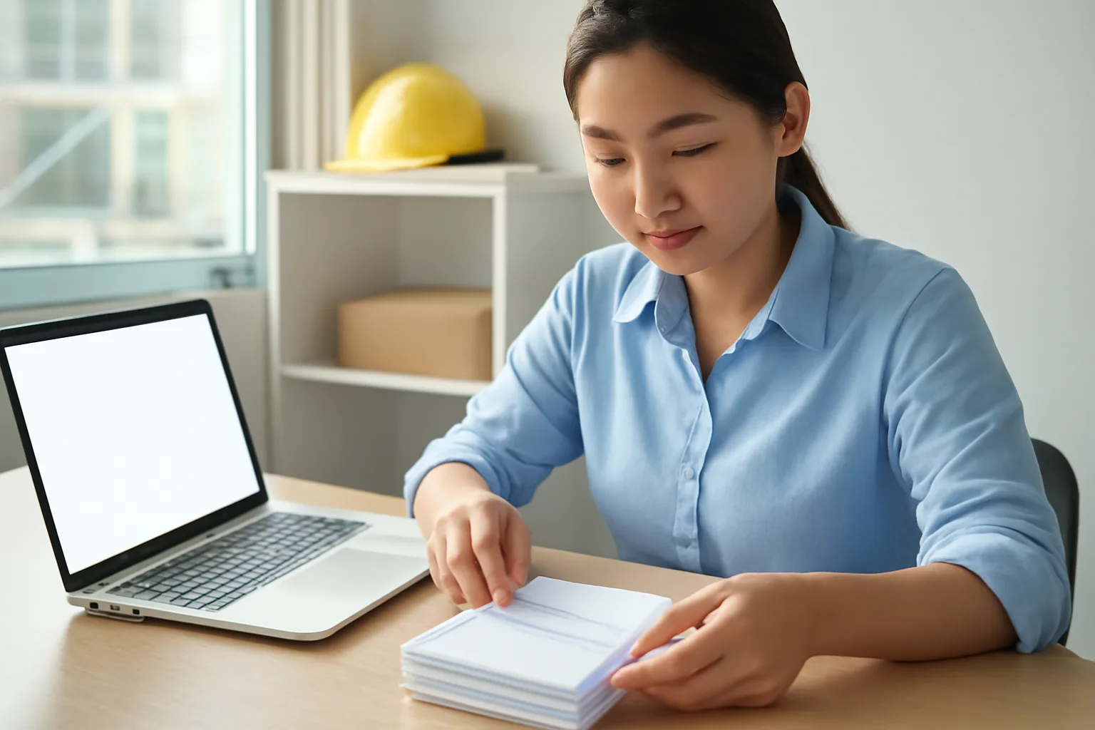 Kế toán công trình đối chiếu xấp uỷ nhiệm chi với bảng tính trên máy tính